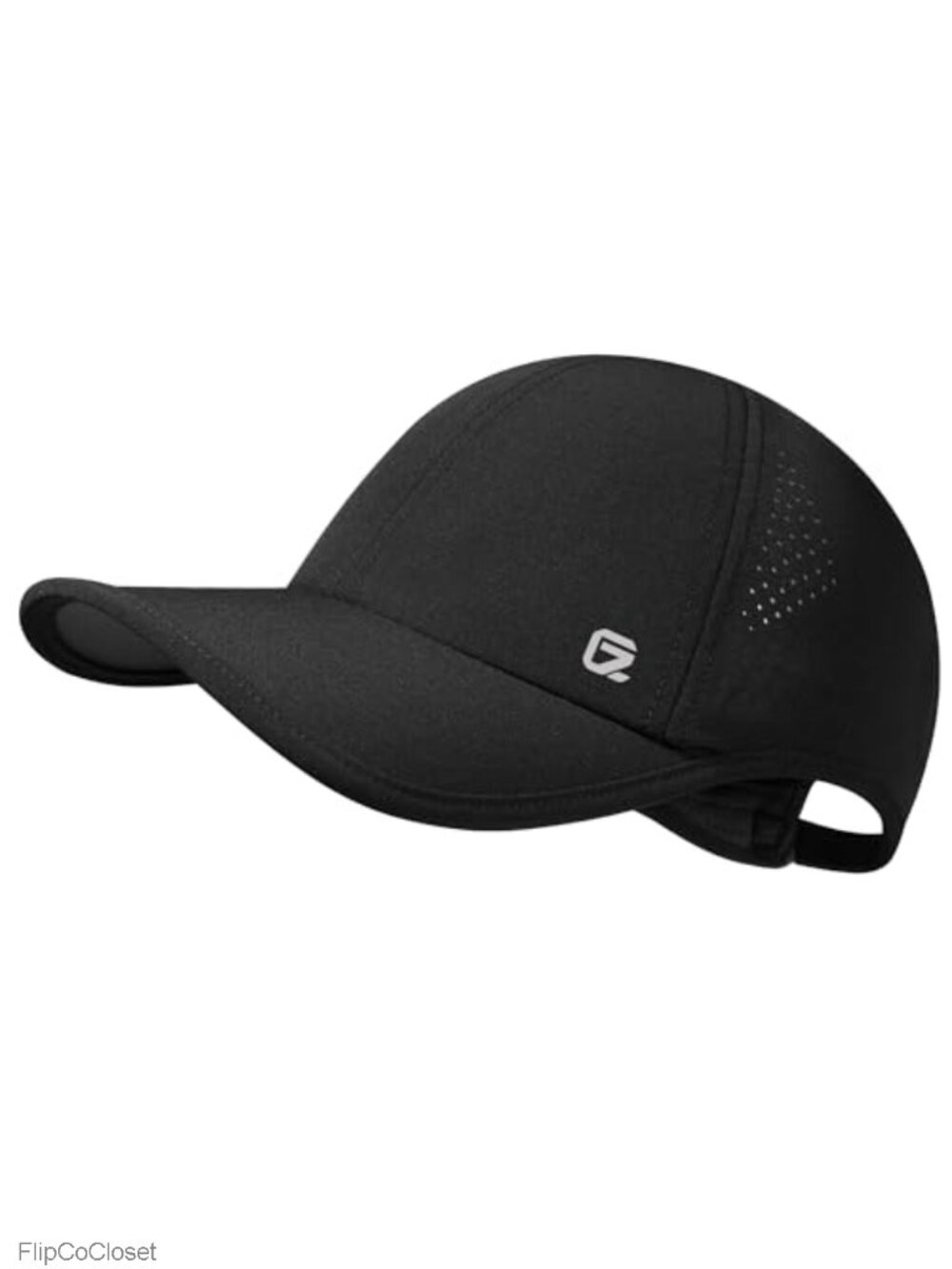 UPF 50+ Black Running Hat with Ventilated Mesh, Lightweight & Stretchy
